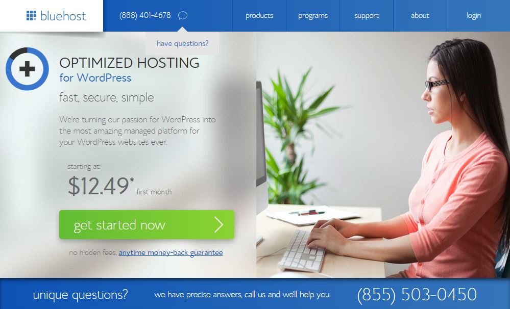 migliore hosting WordPress - Bluehost