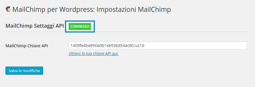 MailChimp su WordPress-Step2