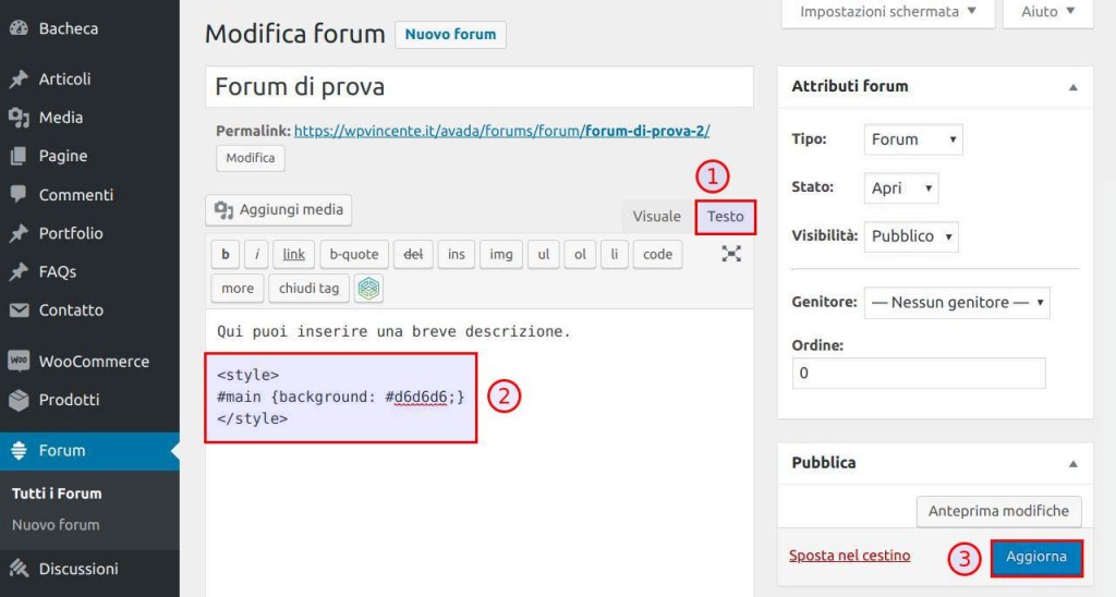Come modificare la pagina del forum WordPress
